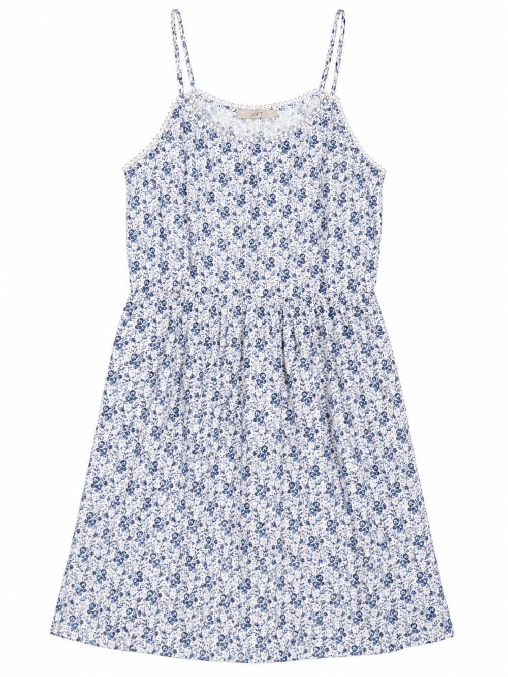 LOFT • Blue and White • Floral • Spaghetti-Strap • Sundress • Medium